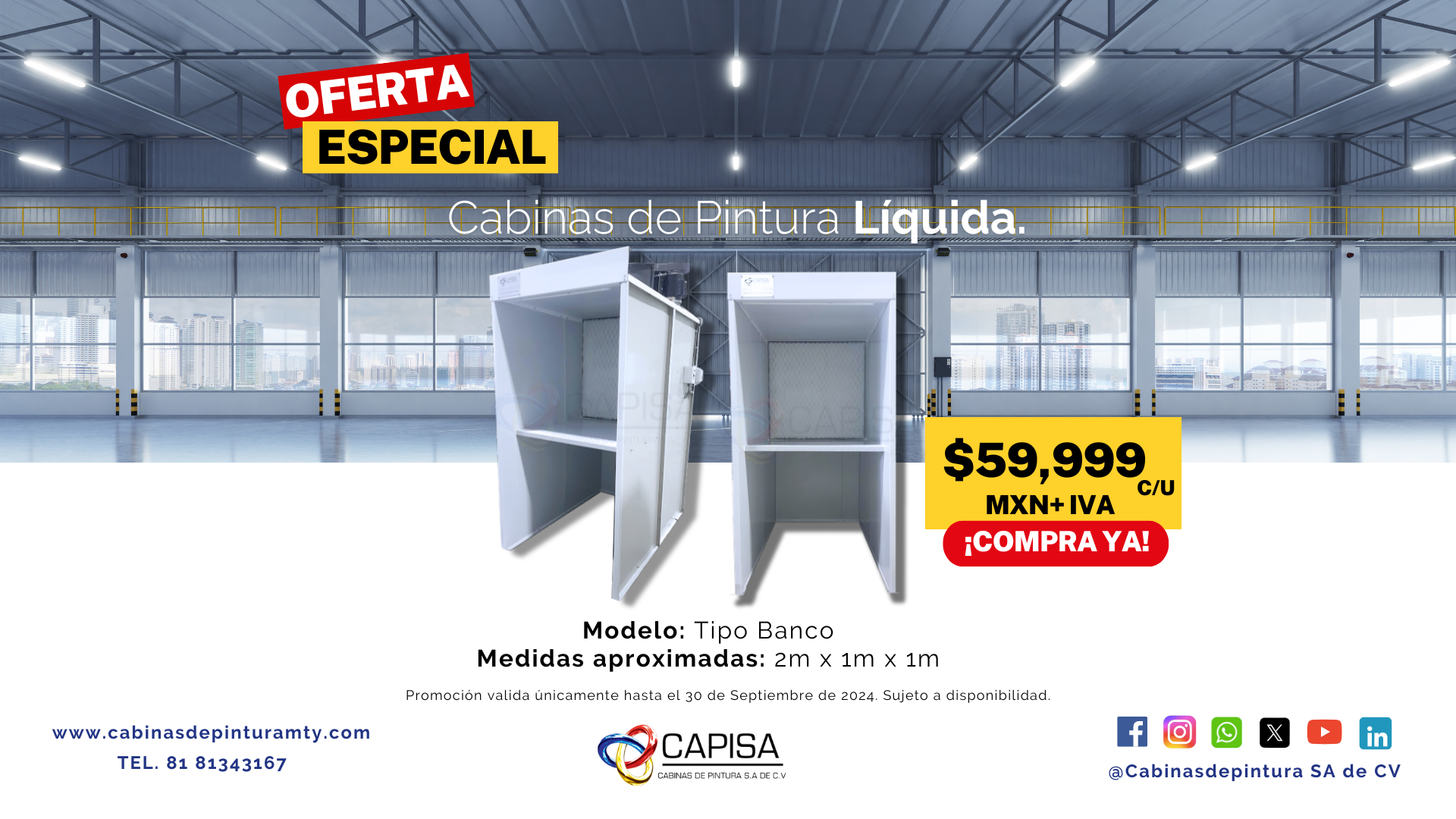 Cabina de Pintura Líquida Tipo Banco